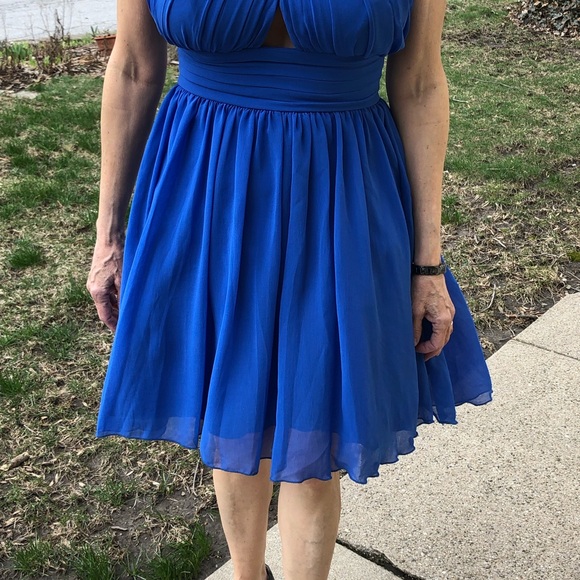 Blue Chiffon Cross Front Dress! NEW! - Picture 7 of 10